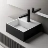 Vasque Lavabo à poser design 30x30x10cm Lave main fonte minérale Salle de bain & toilettes - BA2027 - Noir/Blanc