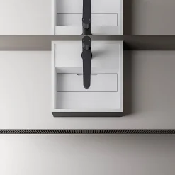 Vasque Lavabo à poser design 30x30x10cm Lave main fonte minérale Salle de bain & toilettes - BA2027 - Noir/Blanc