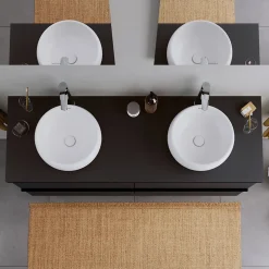 Vasque Lavabo rond design à poser Diamètre 40cm en fonte minérale - Blanc mat - DURAVOLO