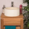 Vasque lave main à poser de salle de bain en marbre Elbe crème 35 cm