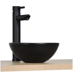 Vasque lave-mains à poser ronde en céramique noir 26cm