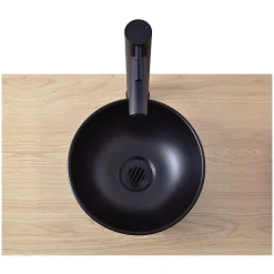 Vasque lave-mains à poser ronde en céramique noir 26cm