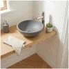 Vasque lave-mains à poser ronde en béton gris 26cm