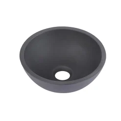 Vasque lave-mains à poser ronde en béton gris 26cm