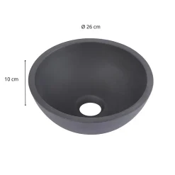 Vasque lave-mains à poser ronde en béton gris 26cm