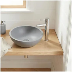 Vasque lave-mains à poser ronde en béton gris 26cm