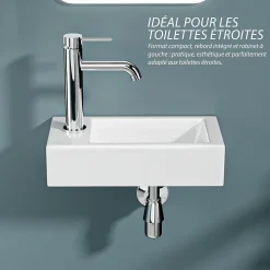 Vasque lave-mains sortie gauche (36,5x18x9cm) - DILECI