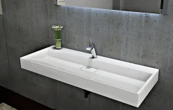 Vasque moderne suspendue120x46x15cm en marbre coulé avec trous prépercés - BS6001