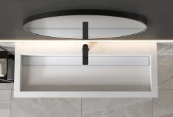 Vasque moderne 120x46x13cm en fonte minérale, Lave main à poser - Blanc mat - PB2079