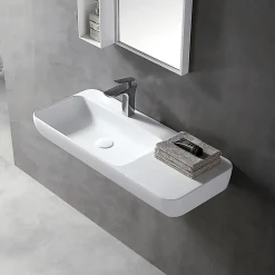Vasque moderne 90x40x12cm Lavabo en fonte, Lave main suspendu à poser, sans robinet ni bonde - TWG202