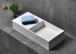 Vasque moderne 75x32,5x15cm Lavabo en fonte minérale, Lave main à poser avec bonde - TWG08