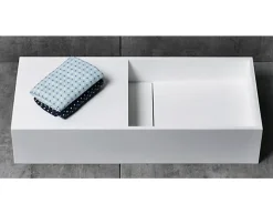 Vasque moderne 75x32,5x15cm Lavabo en fonte minérale, Lave main à poser avec bonde - TWG08