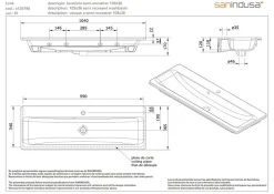 Vasque murale ou à encastrer céramique traditionnelle SANINDUSA Look 103x36 blanc