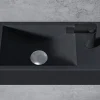 Vasque murale suspendue design 44x22x10cm en fonte minérale - Sans bonde ni cache, Rangement droite, Sans console, Quartz noir