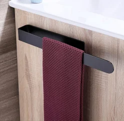 Vasque murale suspendue design 44x22x10cm en fonte minérale - Sans bonde ni cache, Rangement droite, Sans console, Quartz noir