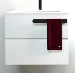 Vasque murale suspendue design 44x22x10cm en fonte minérale - Sans bonde ni cache, Rangement droite, Sans console, Quartz noir