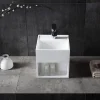 Vasque murale 30x30x30cm avec espace de rangement - blanc mat - TWG31