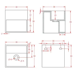 Vasque murale 30x30x30cm avec espace de rangement - blanc mat - TWG31