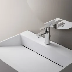 Vasque murale 60x46x28cm en fonte minérale avec espace de rangement - blanc mat - TWG71
