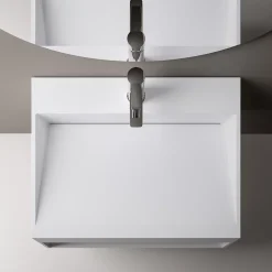 Vasque murale 60x46x28cm en fonte minérale avec espace de rangement - blanc mat - TWG71
