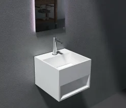 Vasque murale 32,5x32,5x25cm en fonte minérale avec espace de rangement - PB2035
