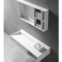 Vasque murale 100x46x20cm en fonte minérale avec espace de rangement - TWG62