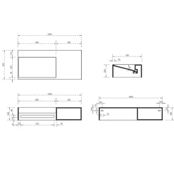 Vasque murale 100x46x20cm en fonte minérale avec espace de rangement - TWG62