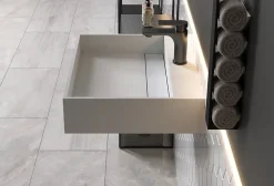 Vasque murale 60x46x13cm en fonte minérale - PB2080 - blanc mat