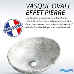 Vasque ovale effet pierre naturel (41,5 x 33,5 x 14,5 cm) - DILECI