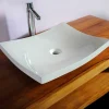 Vasque plate blanche en résine à poser pour salle de bain moderne