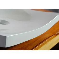 Vasque plate blanche en résine à poser pour salle de bain moderne