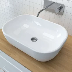 Vasque rectangulaire à poser en céramique blanche, l.46 x H.13,5 x P.33 cm, Galedo Bowl