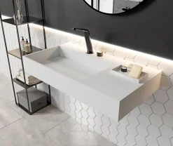 Vasque rectangulaire à suspendre 90x48x13cm en fonte minérale - PB2015