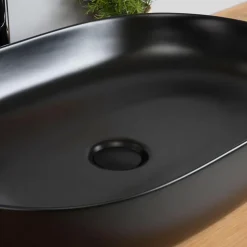 Vasque rectangulaire en céramique noir Phébie 61cm