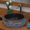 Vasque ronde à poser en marbre noir, Sterio