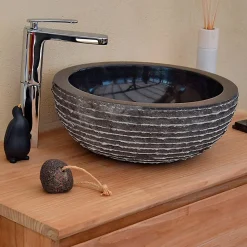 Vasque ronde à poser en marbre noir, Marmo