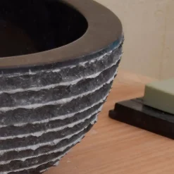 Vasque ronde à poser en marbre noir, Marmo