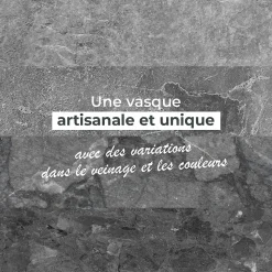 Vasque ronde à poser en marbre gris, Lizéa