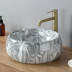 Vasque ronde creuse effet gris zébré (diamètre 40 cm) - DILECI