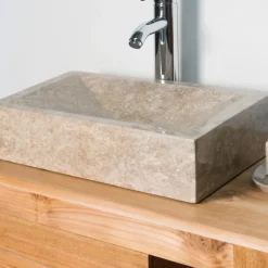 Vasque salle de bain à poser Alexandrie rectangle 30cm x 40cm gris