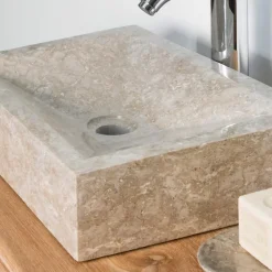 Vasque salle de bain à poser Alexandrie rectangle 30cm x 40cm gris