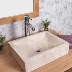 Vasque salle de bain à poser Alexandrie rectangle 30cm x 40cm crème