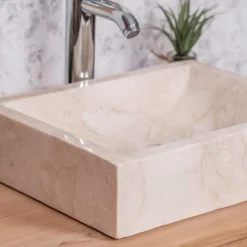 Vasque salle de bain à poser Alexandrie rectangle 30cm x 40cm crème