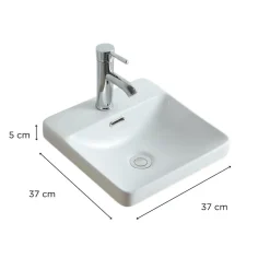 Vasque semi encastrée carrée en céramique blanche 37cm