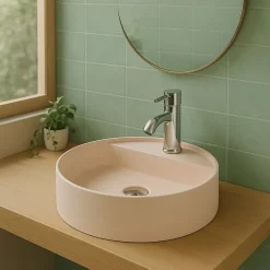 Vasque Semi-Encastrée - 42,5 cm - en Solid surface - Beige Rosé - Aurélie
