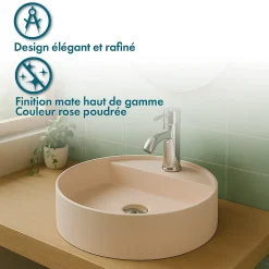 Vasque Semi-Encastrée - 42,5 cm - en Solid surface - Beige Rosé - Aurélie