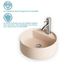 Vasque Semi-Encastrée - 42,5 cm - en Solid surface - Beige Rosé - Aurélie