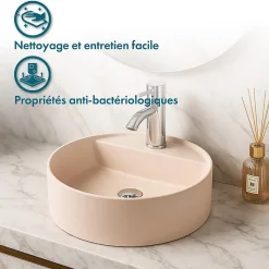 Vasque Semi-Encastrée - 42,5 cm - en Solid surface - Beige Rosé - Aurélie
