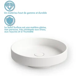 Vasque semi-encastrée 40 cm en Solid surface - Lucia