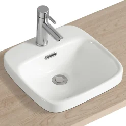 Vasque semi-encastrée carrée céramique blanc Carla